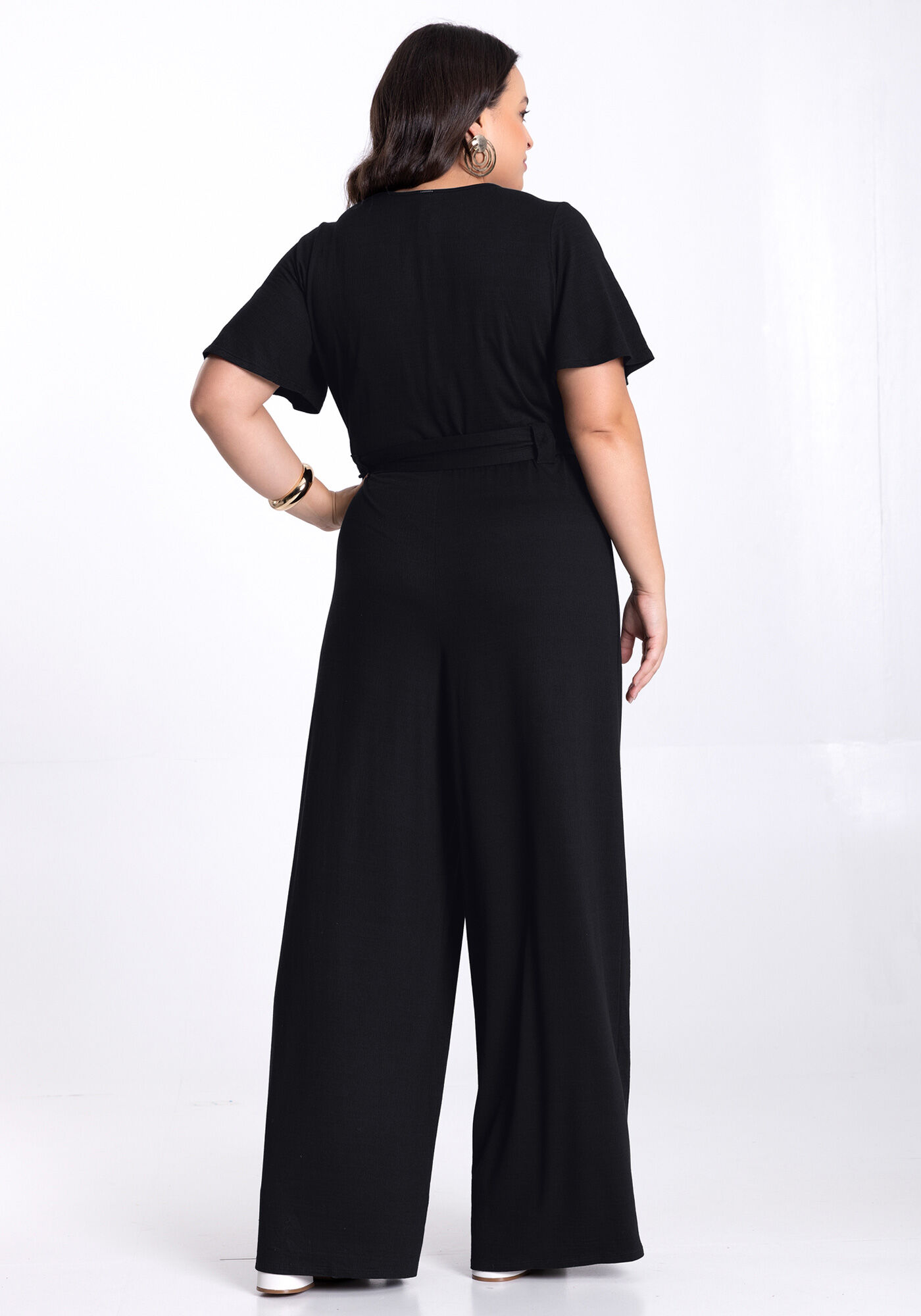 Macac o Longo Plus Size em Malha com Cinto Lunender