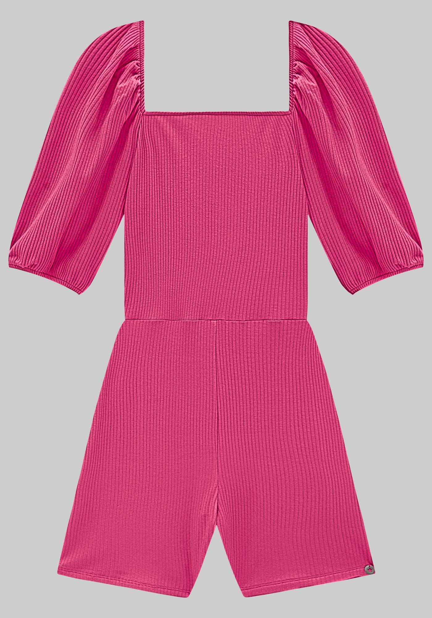 Macaquinho Juvenil Canelado com Manga Bufante, , large.