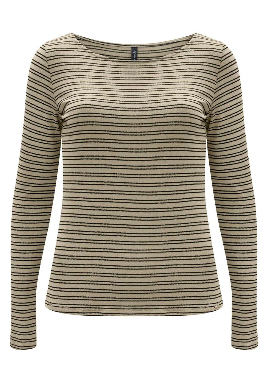 Blusa De Mangas Longas Em Malha Crepe Listrada, . Blusa De Mangas Longas Em Malha Crepe Listrada, , large.