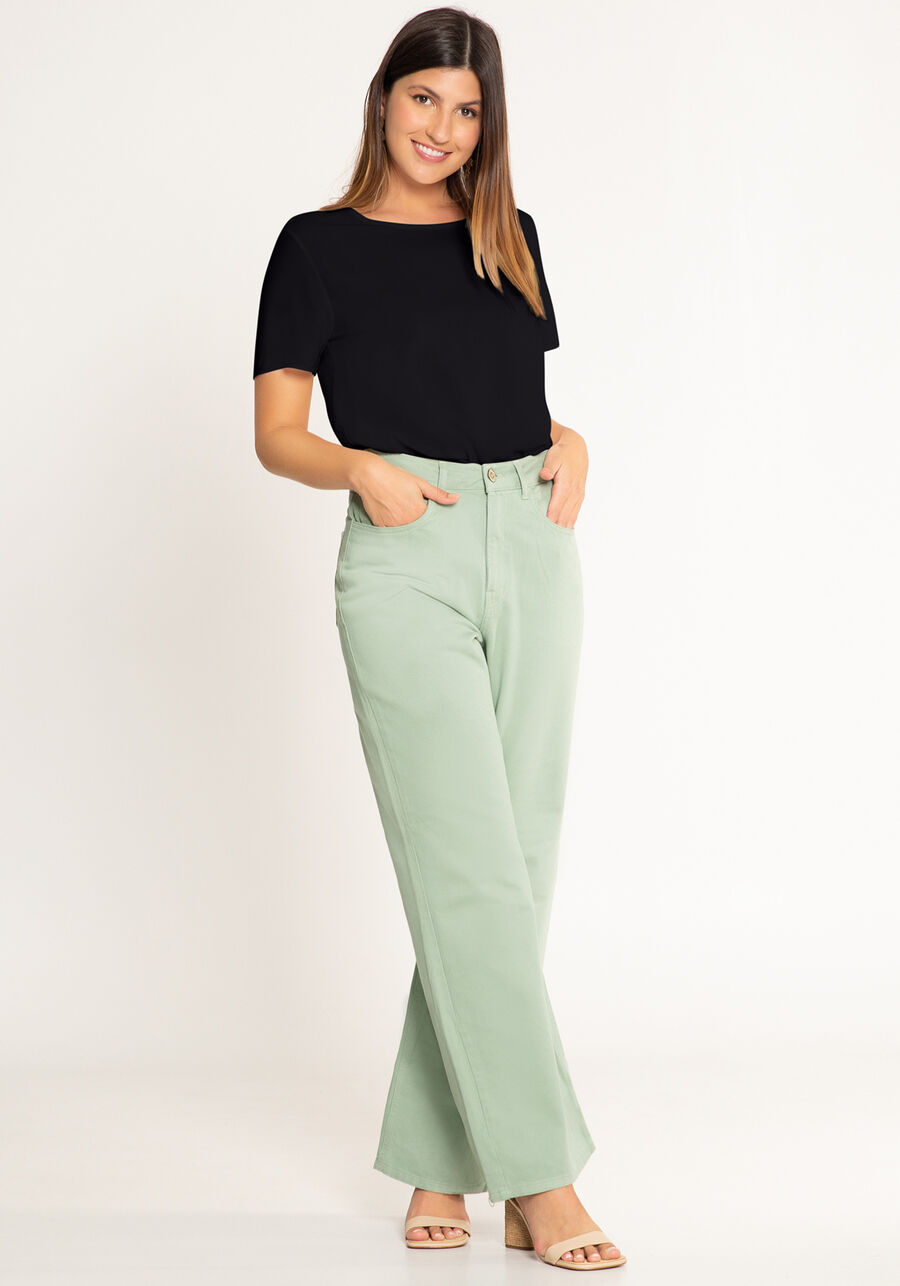 Blusa Lisa Básica De Mangas Curtas Em Tecido Leve, . Blusa Lisa Básica De Mangas Curtas Em Tecido Leve, , large.