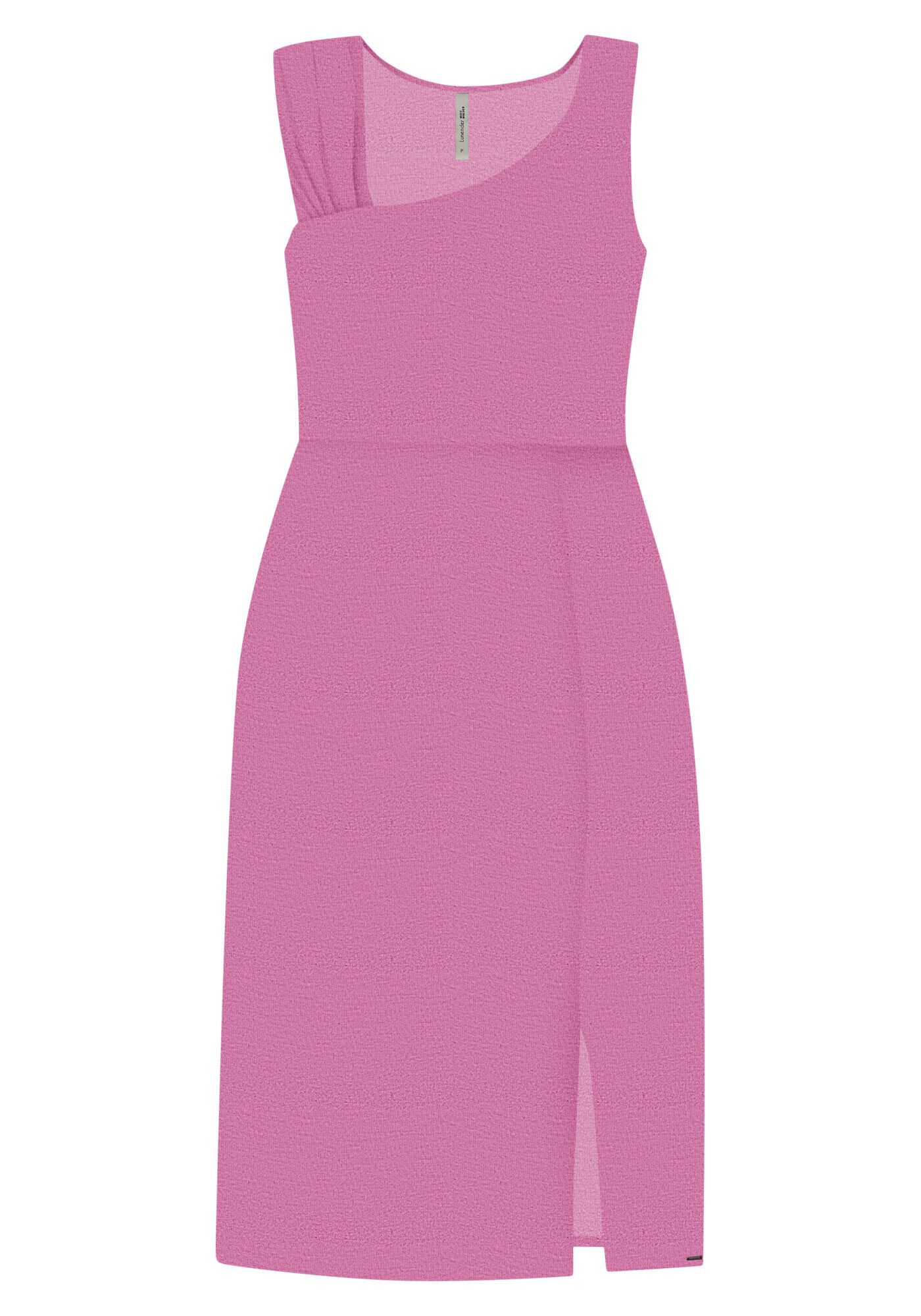 Vestido Midi Plus Size com Decote Assim&eacute;trico e Fenda, , large.