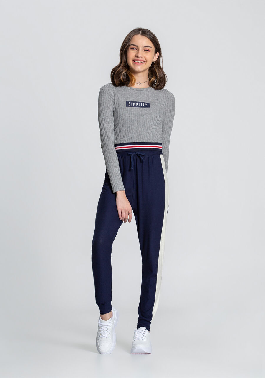 Blusa Cropped Retilínea Barra, MESCLA MEDIO. Blusa Cropped Retilínea Barra, MESCLA MEDIO, large.