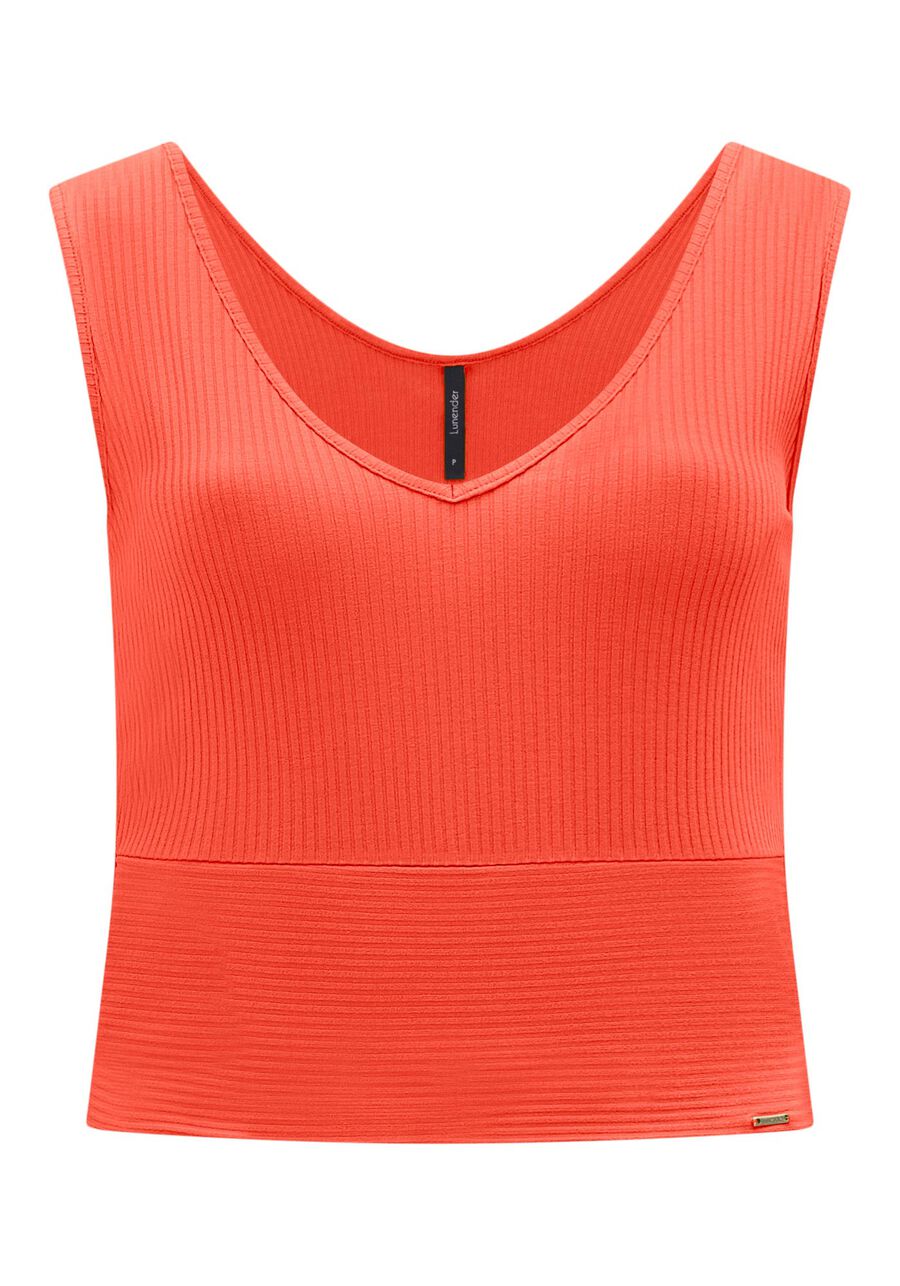 Blusa Cropped De Alças Com Decote V Em Malha Canelada, . Blusa Cropped De Alças Com Decote V Em Malha Canelada, , large.