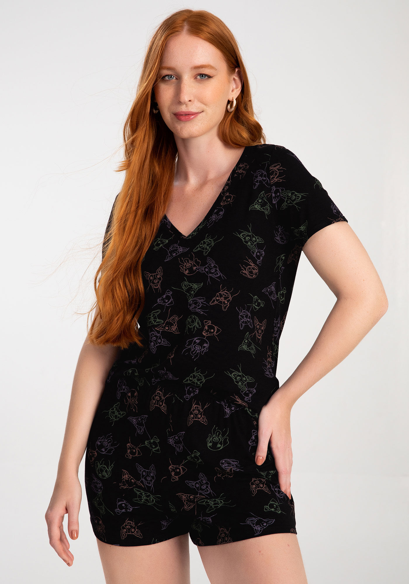 Pijama Curto em Malha Viscose Estampado, , large.