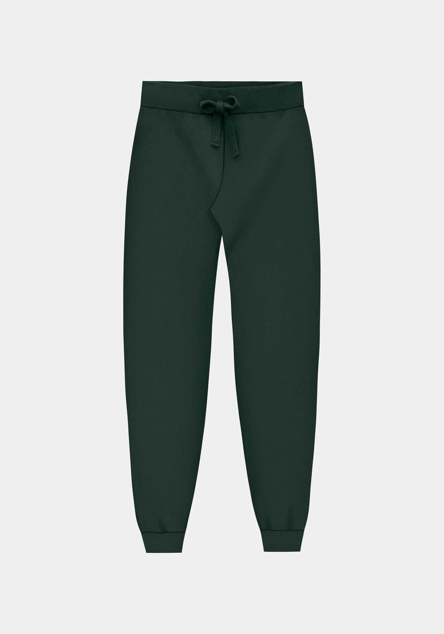 Calça Jogger em Moletom Felpado Básica, VERDE FURIA, large.