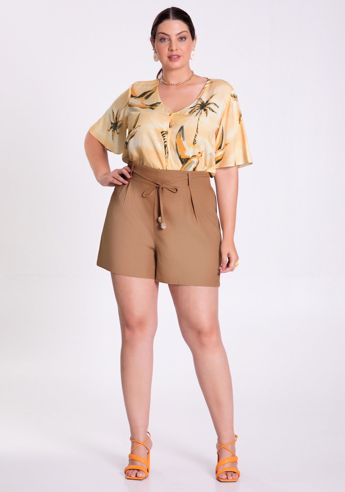 Camisa de linho plus size hotsell