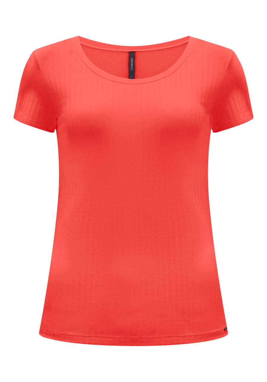 Blusa Em Malha Canelada Com Mangas Curtas E Decote Redondo, . Blusa Em Malha Canelada Com Mangas Curtas E Decote Redondo, , large.