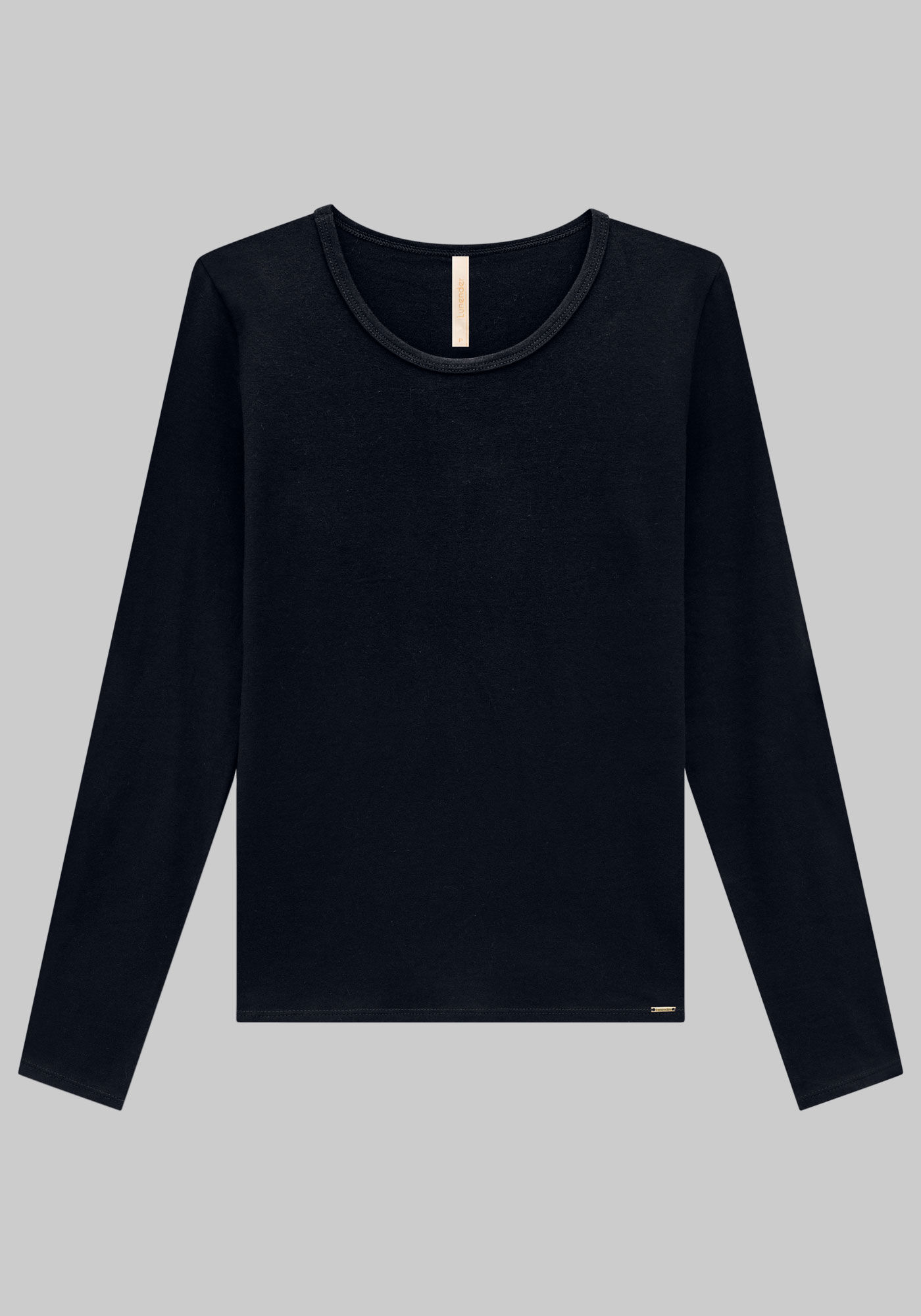 Blusa Manga Longa em Malha Cotton B&aacute;sica, , large.