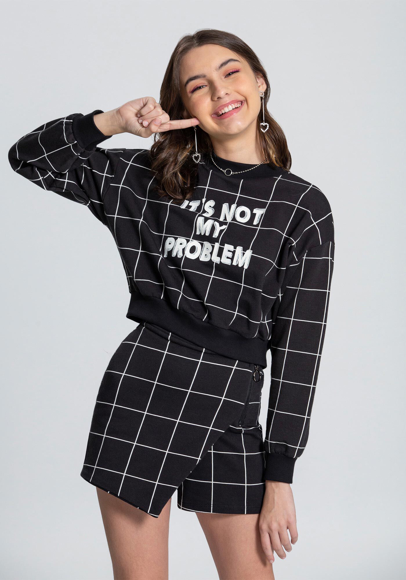 Moletom xadrez shop preto e branco