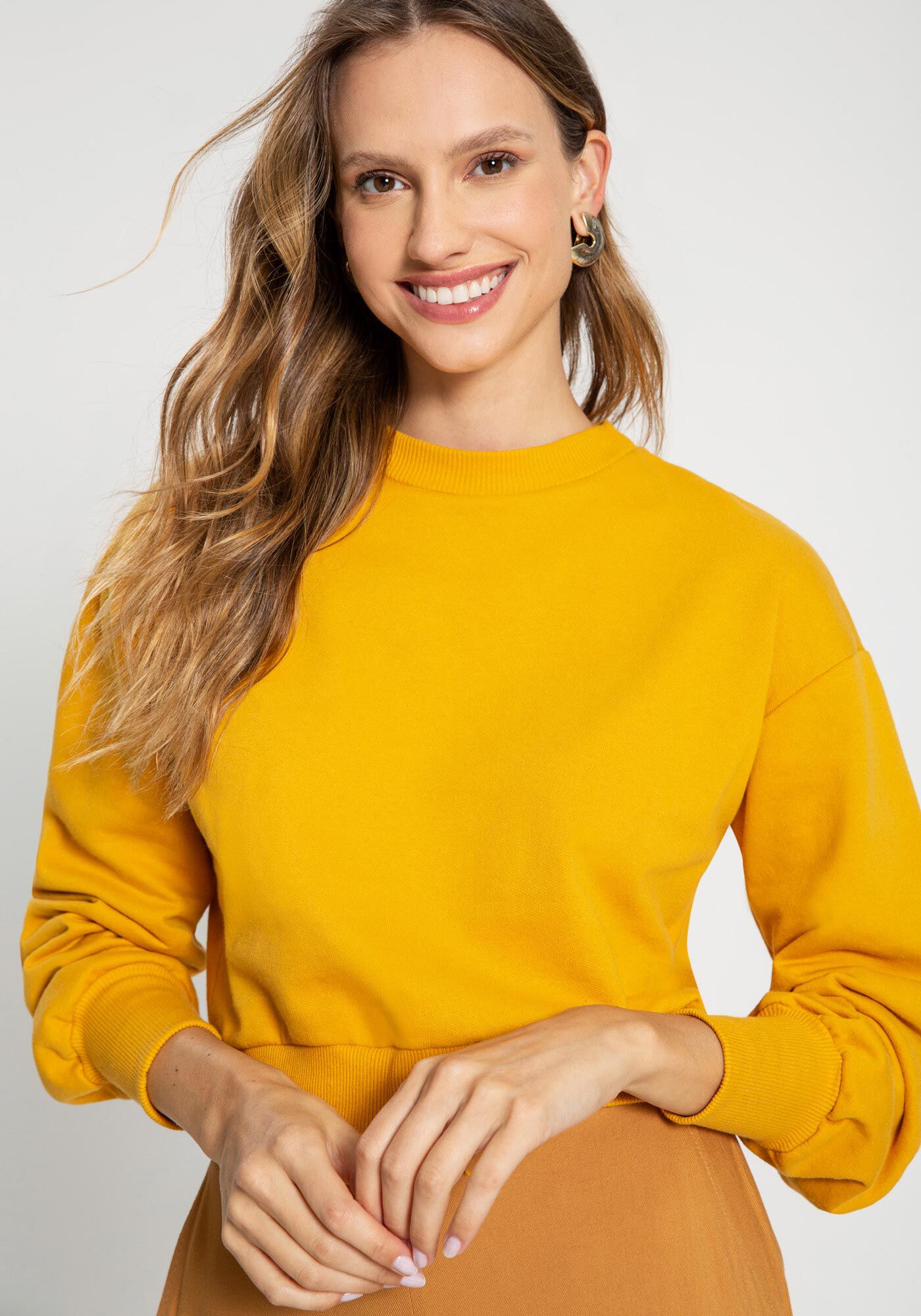 Moletom amarelo hot sale cropped