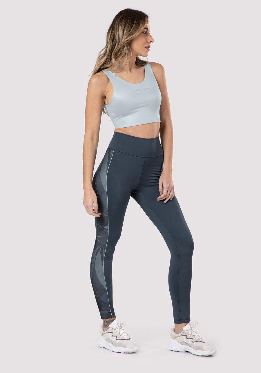 Calça Legging com Recorte Estampado, CINZA NOTI. Calça Legging com Recorte Estampado, CINZA NOTI, large.