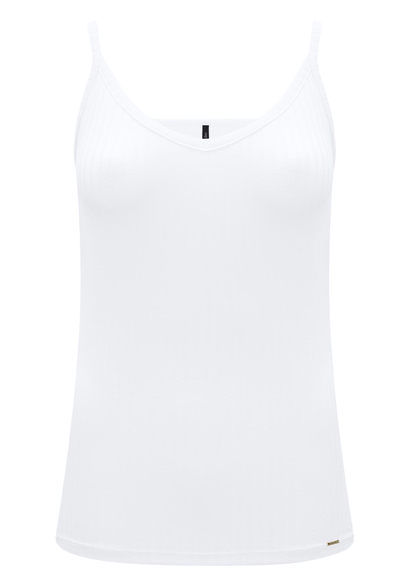 Blusa Regata B&aacute;sica De Al&ccedil;as Finas Em Malha Canelada, , large.