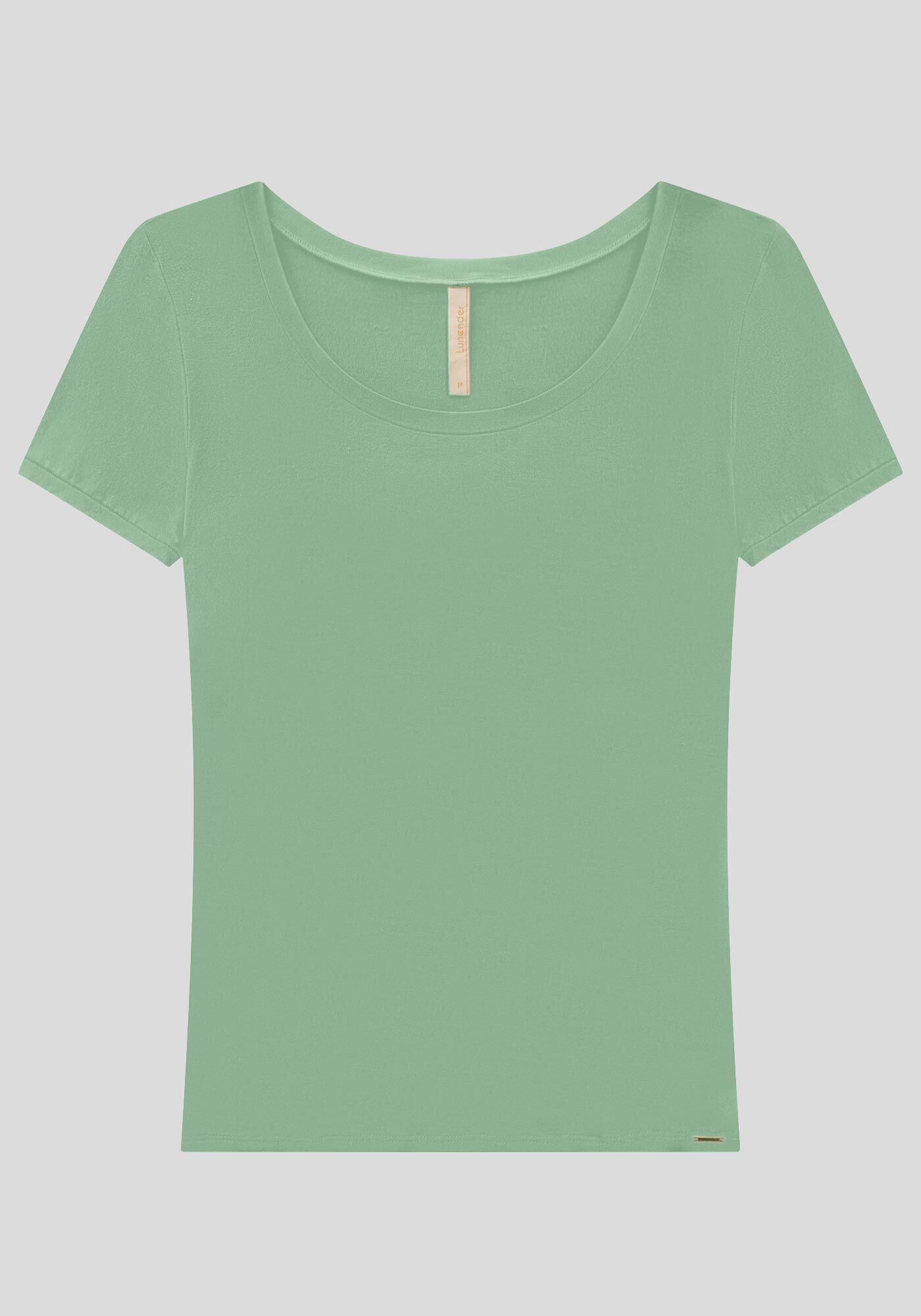 Blusa B&aacute;sica Lisa De Mangas Curtas Em Malha De Viscose, , large.