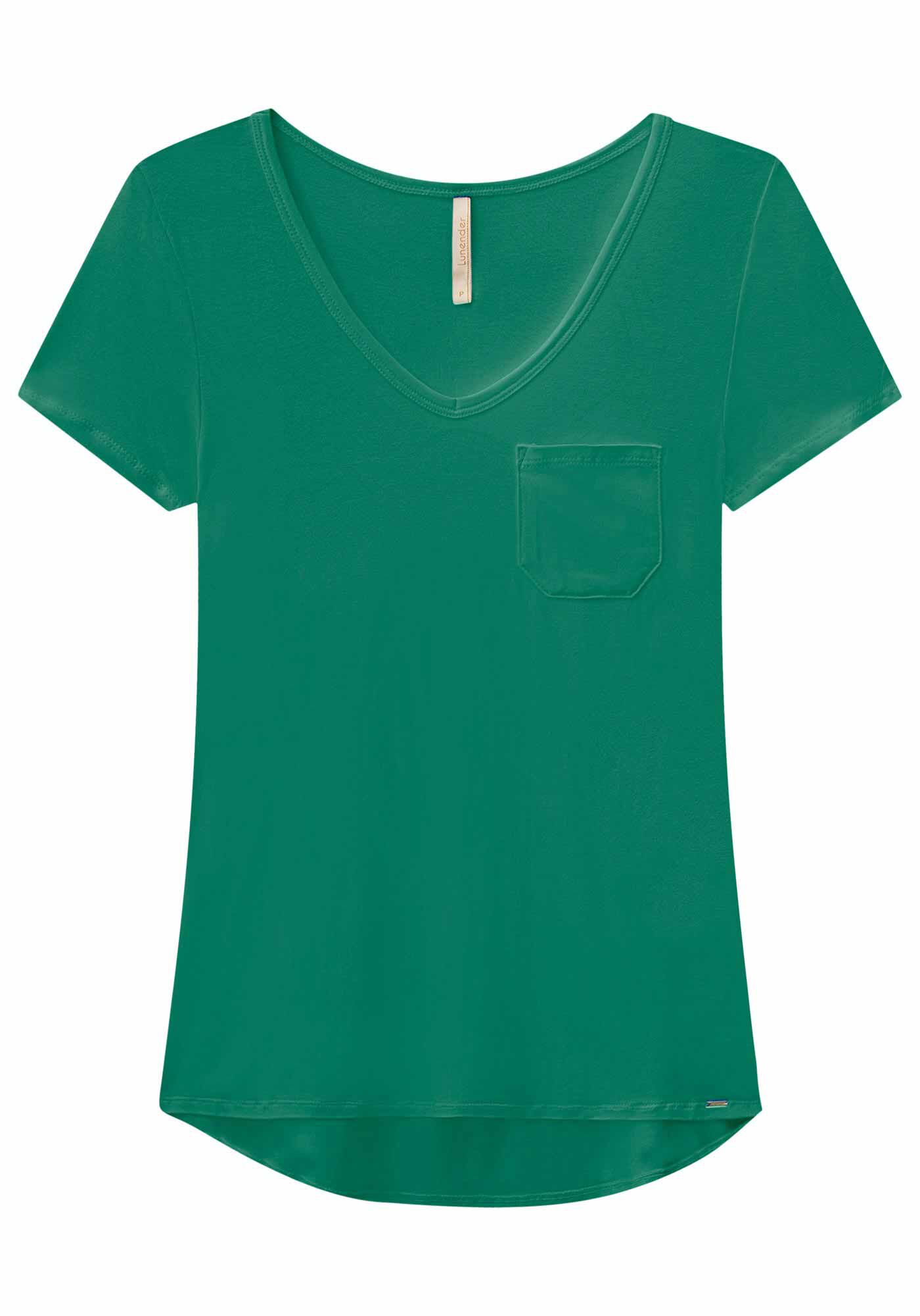 Blusa B&aacute;sica em Malha Viscose com Bolso, , large.