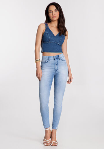 Calça Jeans Skinny Chapa Barriga Modeladora, JEANS, large.
