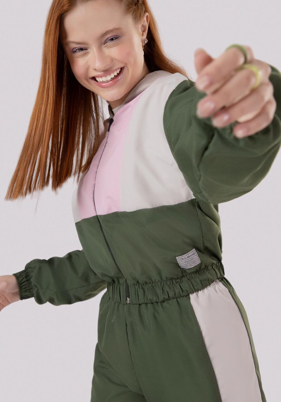 Conjunto Juvenil em Politel com Jaqueta Cropped, VERDE FURIA. Conjunto Juvenil em Politel com Jaqueta Cropped, VERDE FURIA, large.