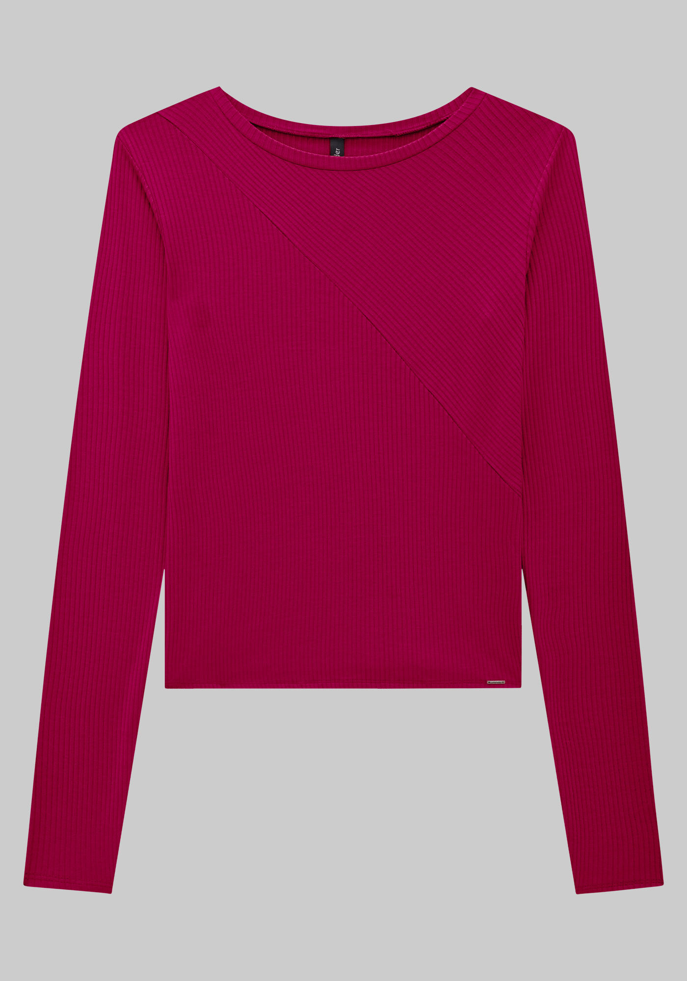 Blusa Manga Longa Canelada com Recorte Assim&eacute;trico, , large.