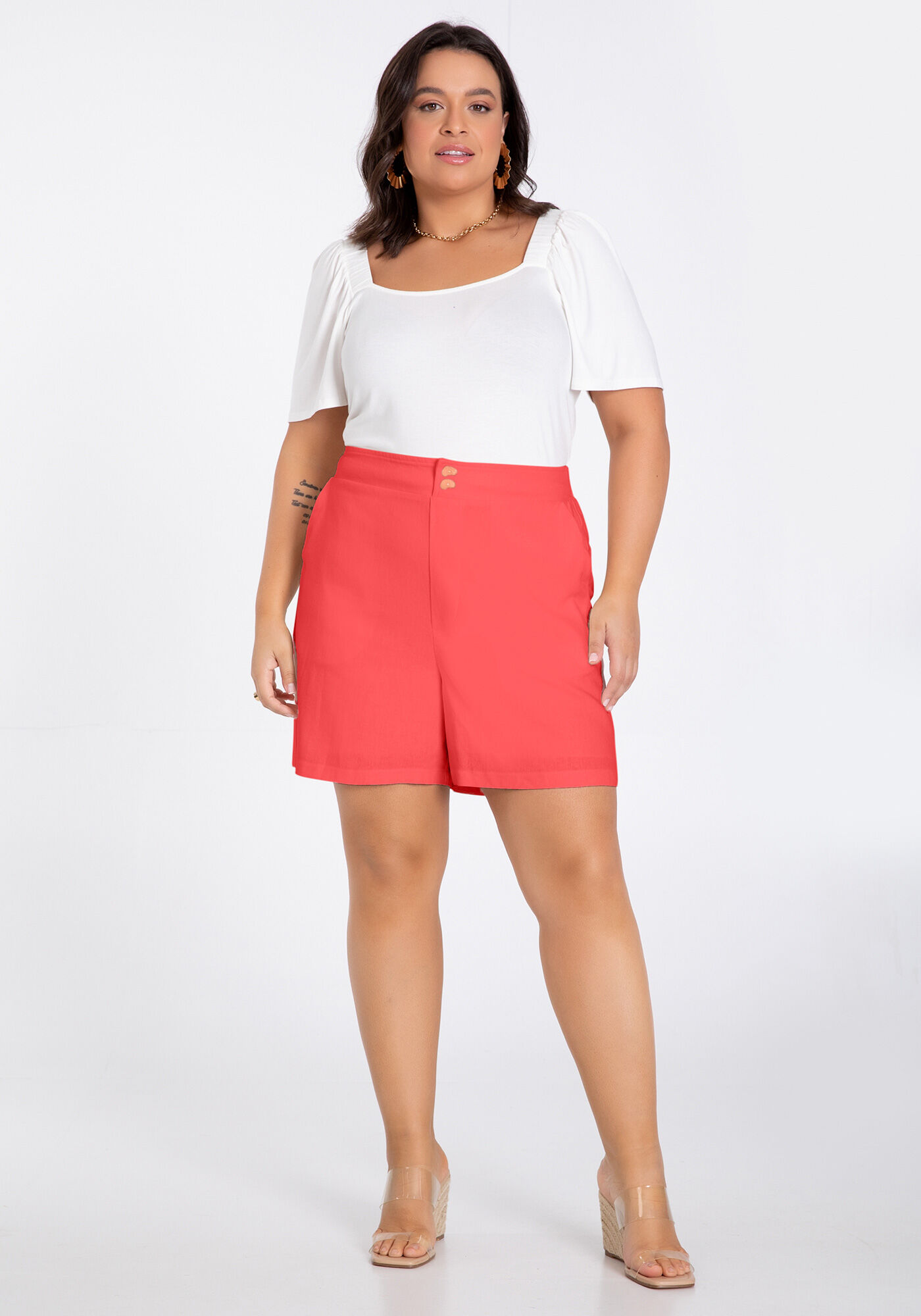 Blusa Plus Size em Malha Viscose com Manga Flare, BRANCO OFF WHITE, large.