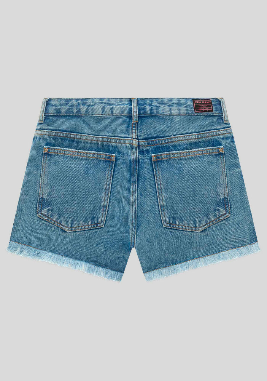 Shorts Jeans Juvenil Curto com Barra Desfiada, , large.