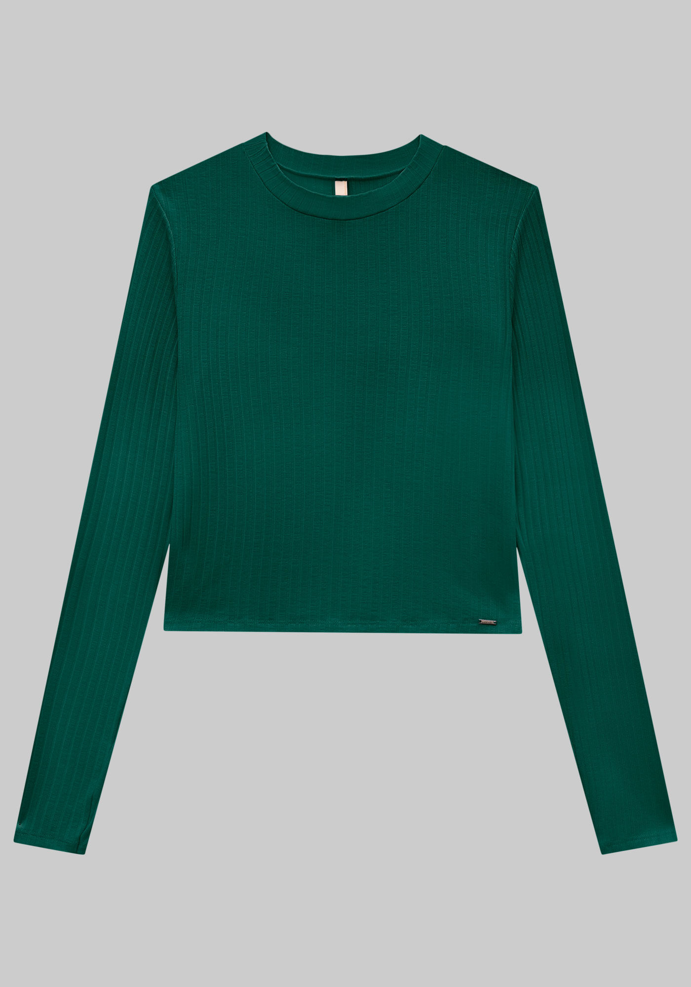 Blusa Manga Longa Canelada B&aacute;sica com Gola, , large.