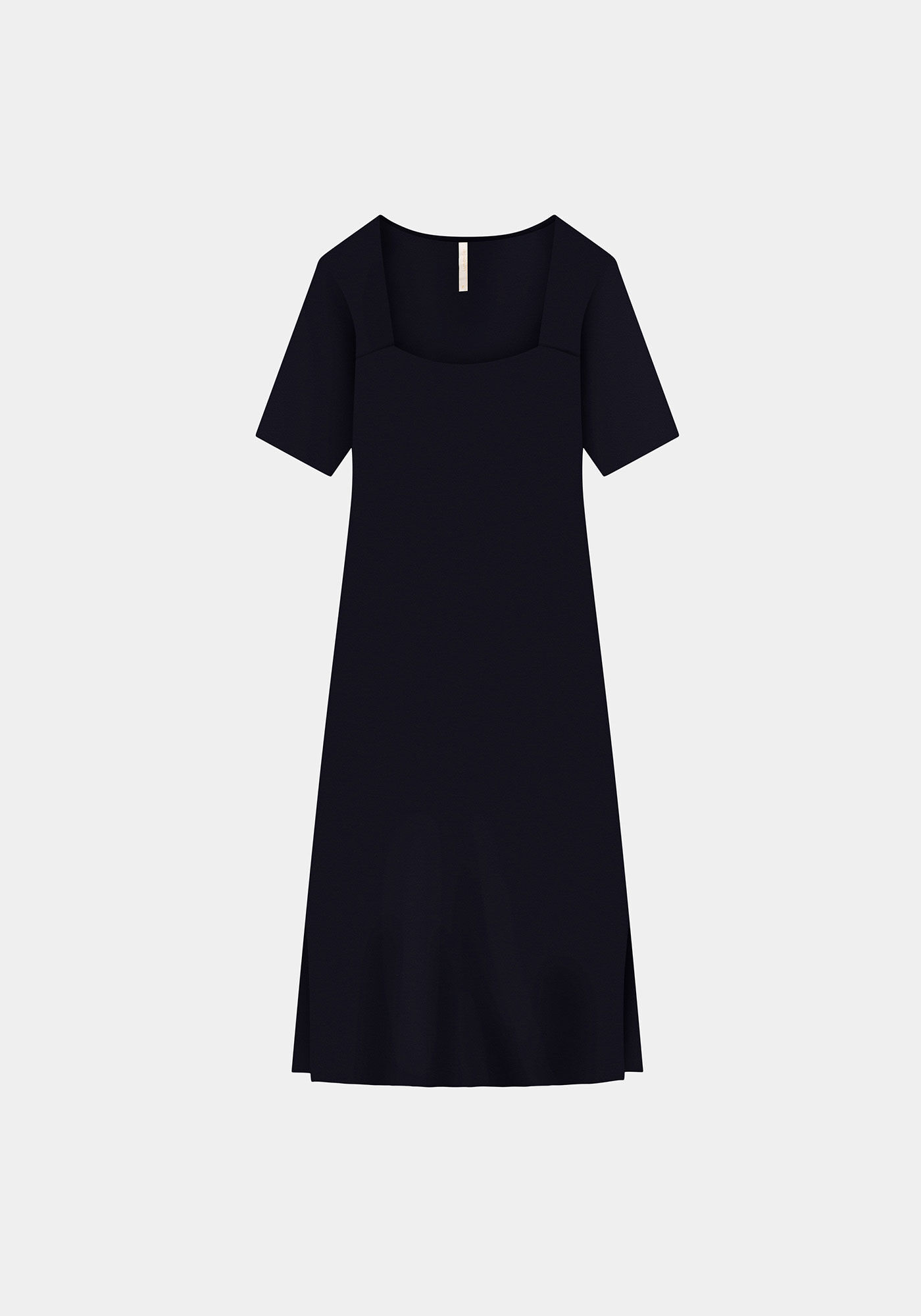 Vestido Midi Malha Canelado, PRETO REATIVO, large.