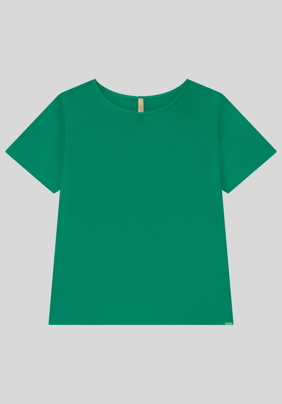 Blusa Lisa Básica De Mangas Curtas Em Tecido Leve, . Blusa Lisa Básica De Mangas Curtas Em Tecido Leve, , large.
