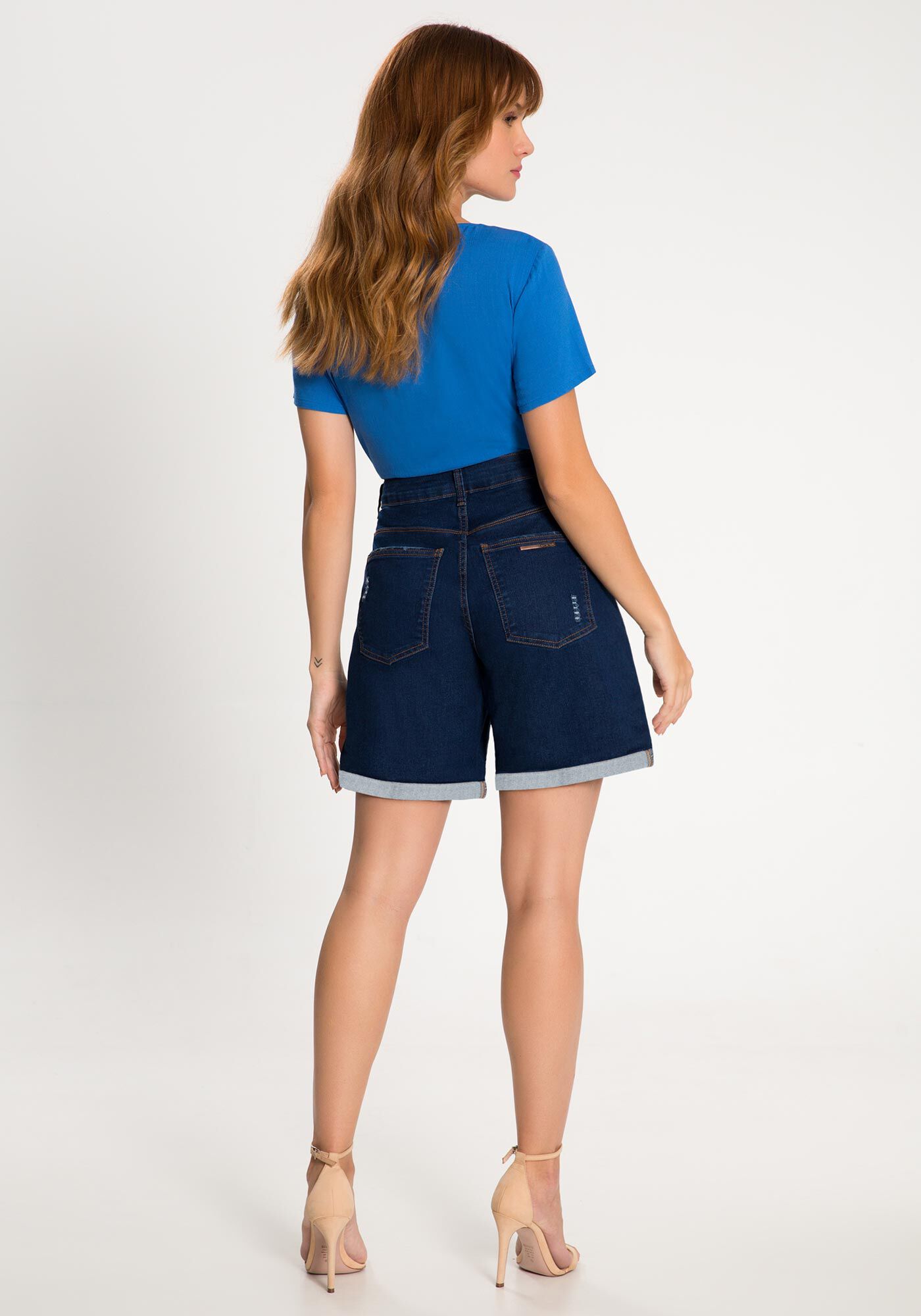 Shorts Jeans Boyfriend com Elasticidade, JEANS, large.