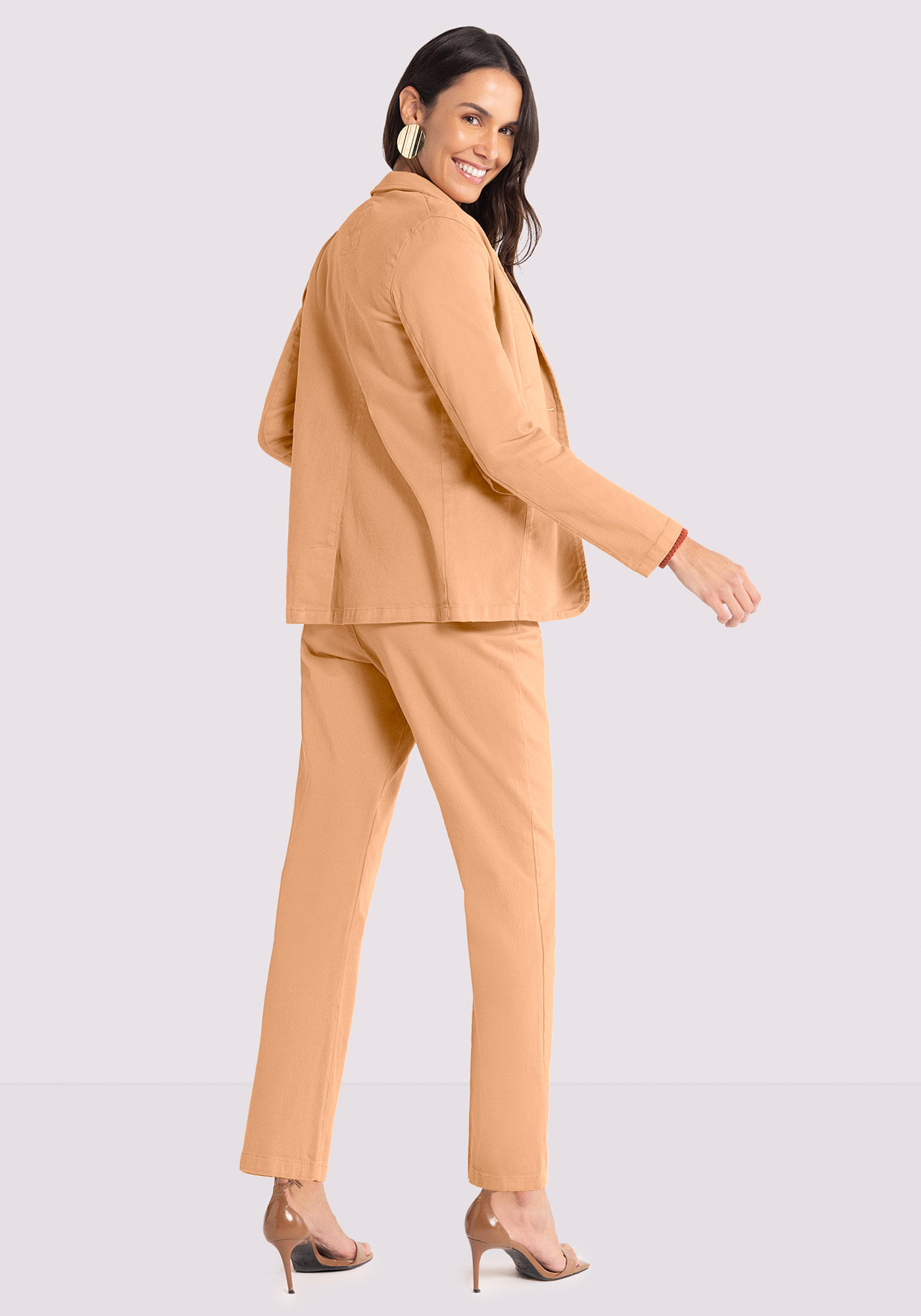 Blazer Sarja Alfaiataria com Elastano, BEGE CAMEL LIGHT, large.