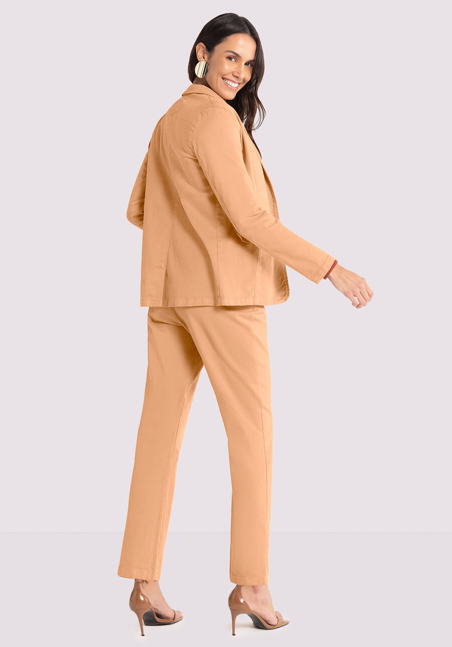 Blazer Sarja Alfaiataria com Elastano, BEGE CAMEL LIGHT. Blazer Sarja Alfaiataria com Elastano, BEGE CAMEL LIGHT, large.