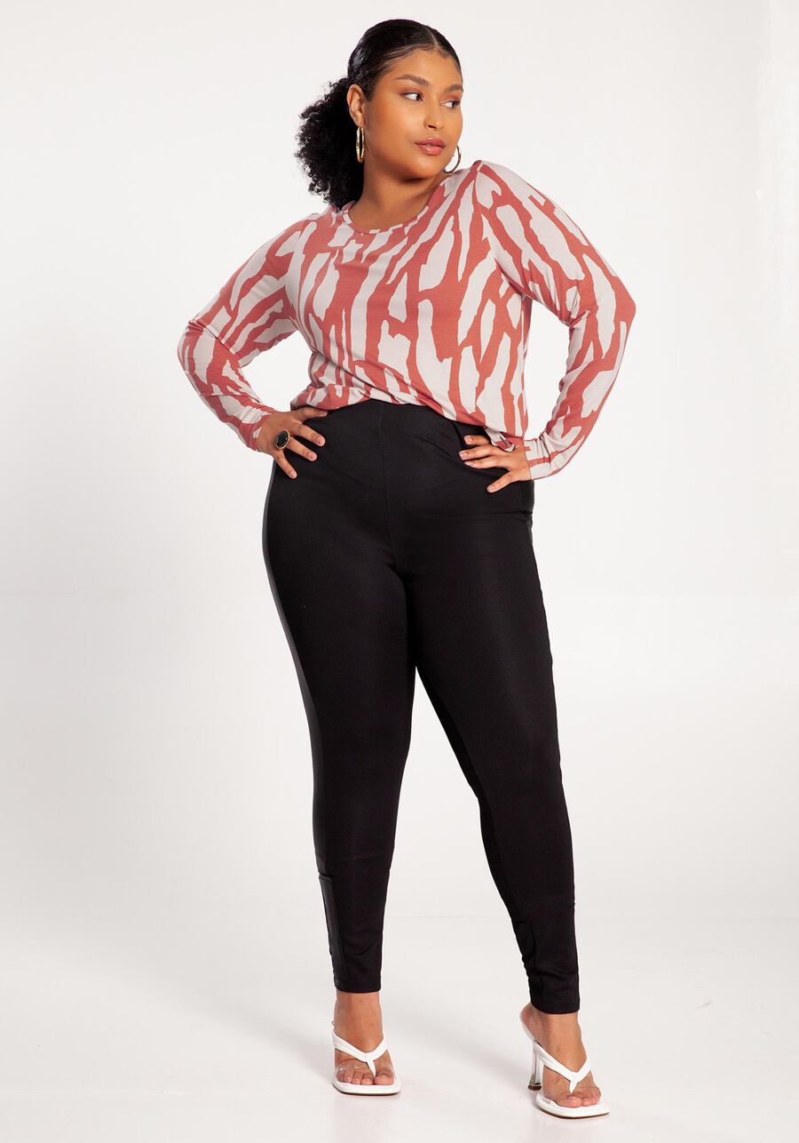 Blusa Plus Size em Viscose com Mangas Longas, MANUSCRITO LARANJA. Blusa Plus Size em Viscose com Mangas Longas, MANUSCRITO LARANJA, large.