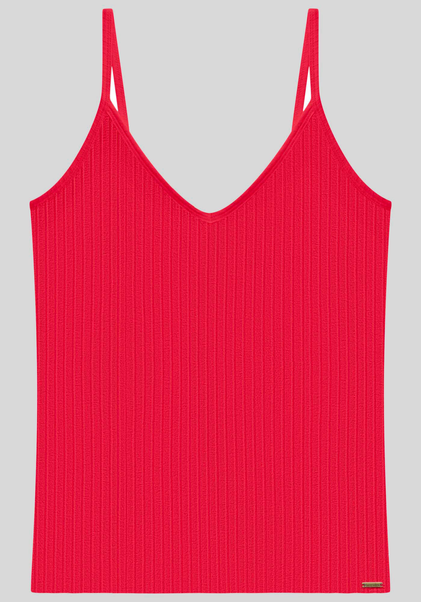 Blusa Regata B&aacute;sica De Al&ccedil;as Finas Em Malha Canelada, , large.