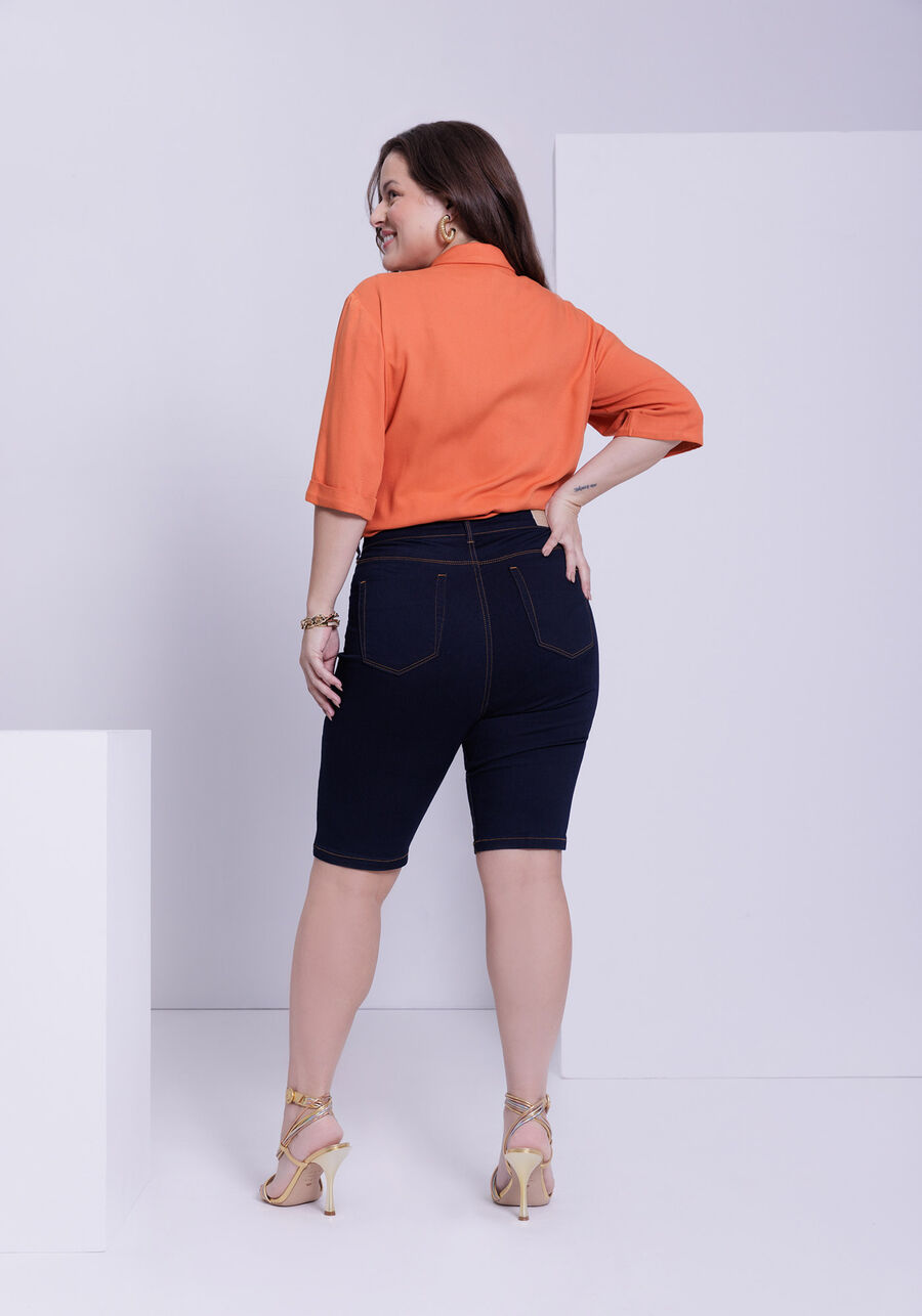 Camisa Plus Size Alongada Com Mangas 3/4 E Botões, . Camisa Plus Size Alongada Com Mangas 3/4 E Botões, , large.