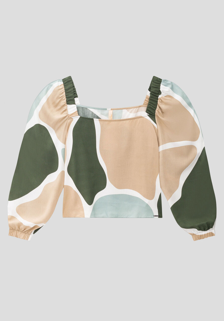 Blusa Plus Size Cropped em Viscose Estampada, GIRAFA VERDE. Blusa Plus Size Cropped em Viscose Estampada, GIRAFA VERDE, large.