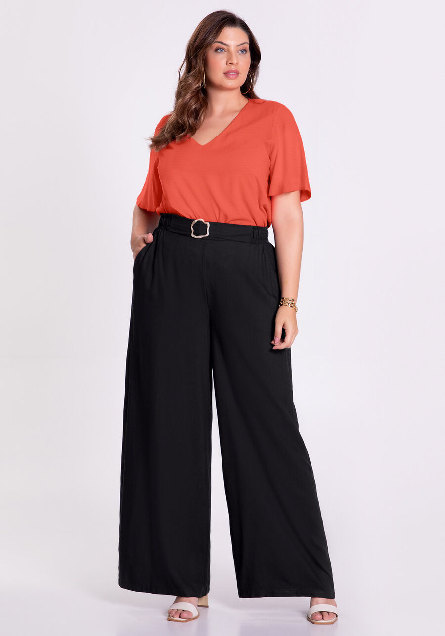 Calça Wide Leg Plus Size em Viscose com Detalhe Cinto, . Calça Wide Leg Plus Size em Viscose com Detalhe Cinto, , large.
