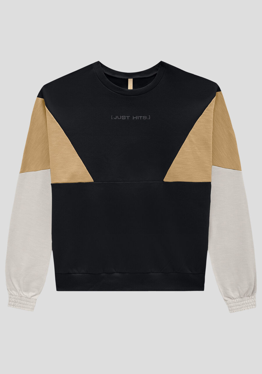 Blusão Juvenil em Moletom com Recortes, . Blusão Juvenil em Moletom com Recortes, , large.