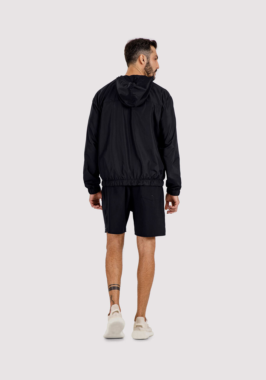 Jaqueta Masculina em Politel com Capuz, PRETO REATIVO. Jaqueta Masculina em Politel com Capuz, PRETO REATIVO, large.