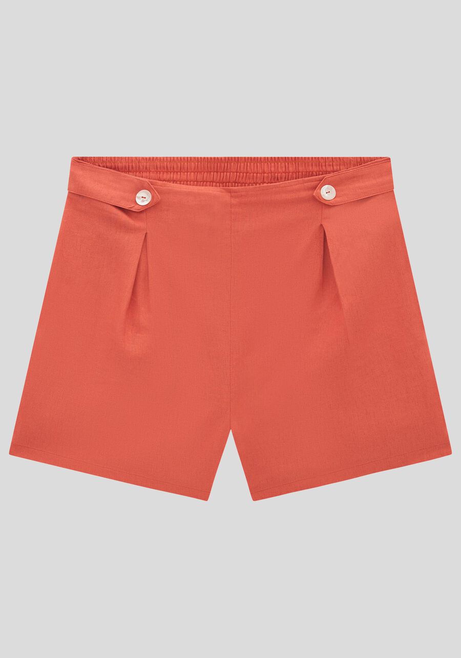 Shorts Plus Size em Linho com Pregas e Botões, , large.