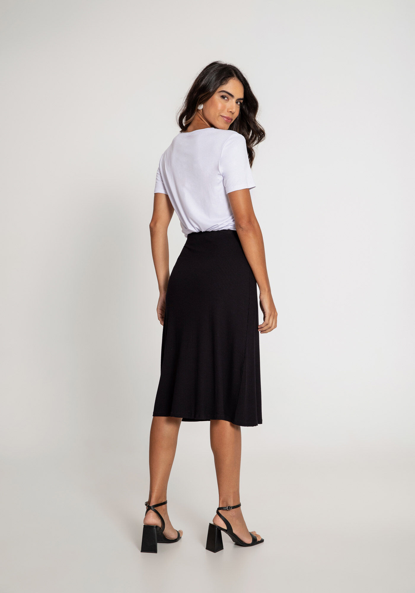 Saia Midi Canelada, PRETO REATIVO, large.