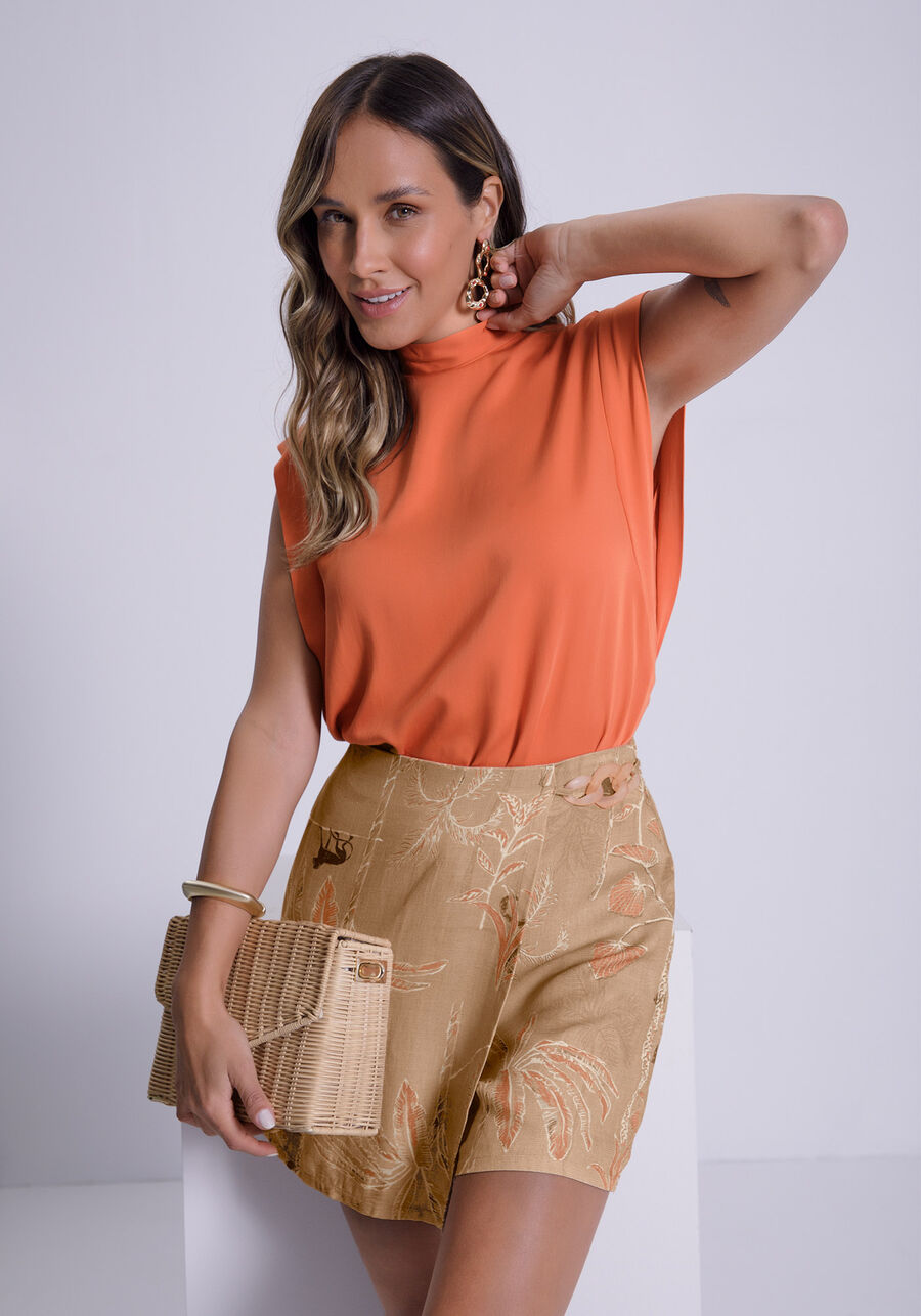 Shorts Saia em Viscose com Detalhe Cós, . Shorts Saia em Viscose com Detalhe Cós, , large.