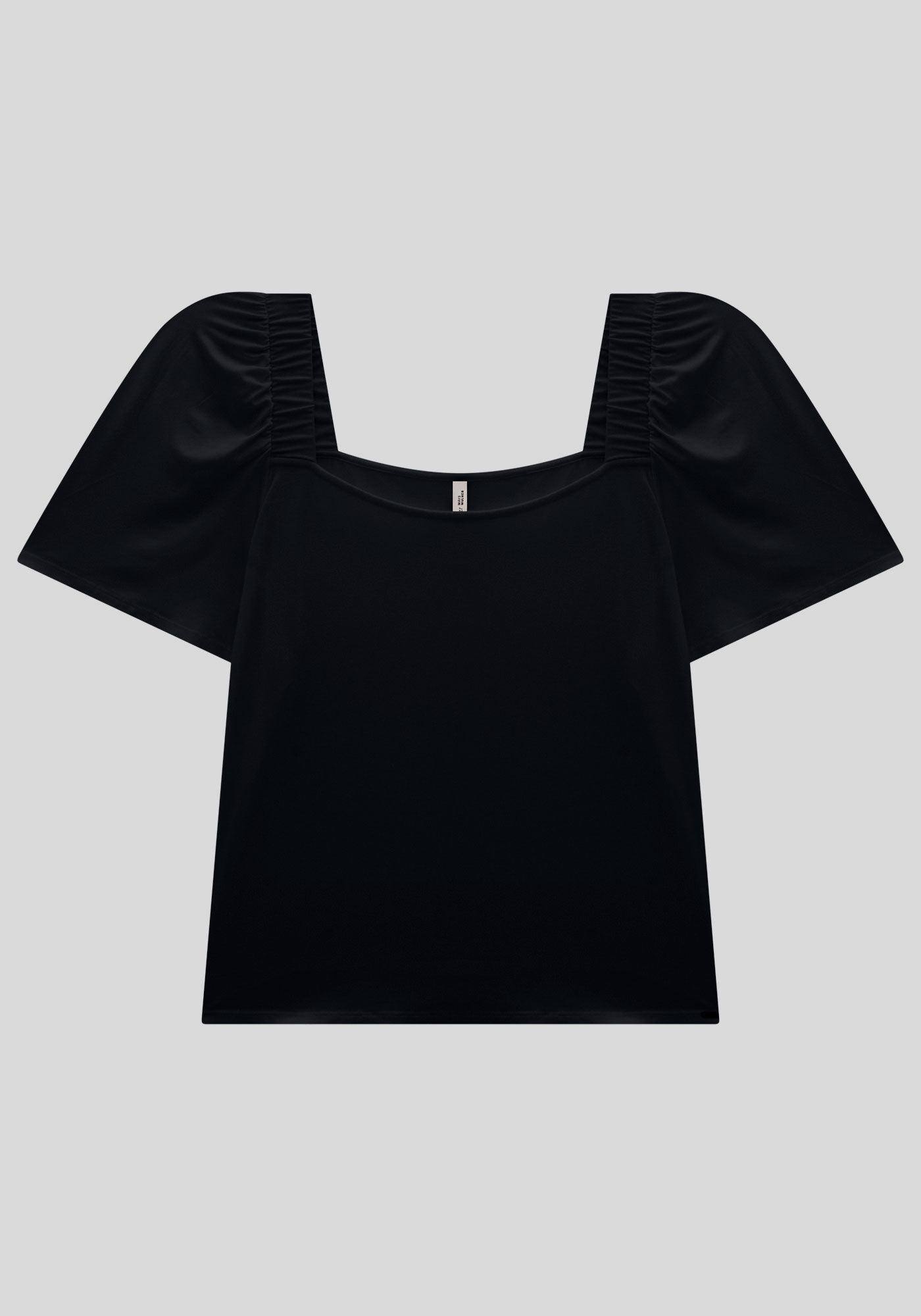 Blusa Plus Size em Malha Viscose com Manga Flare, PRETO REATIVO, large.