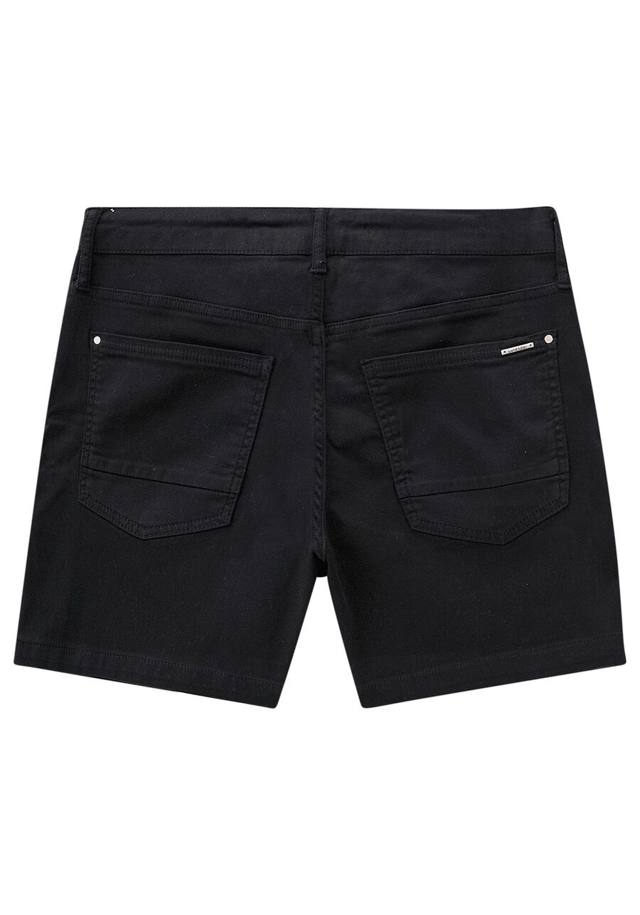 Shorts Boyfriend Em Sarja Com Elastano E Cadarço Funcional, PRETO REATIVO. Shorts Boyfriend Em Sarja Com Elastano E Cadarço Funcional, PRETO REATIVO, large.