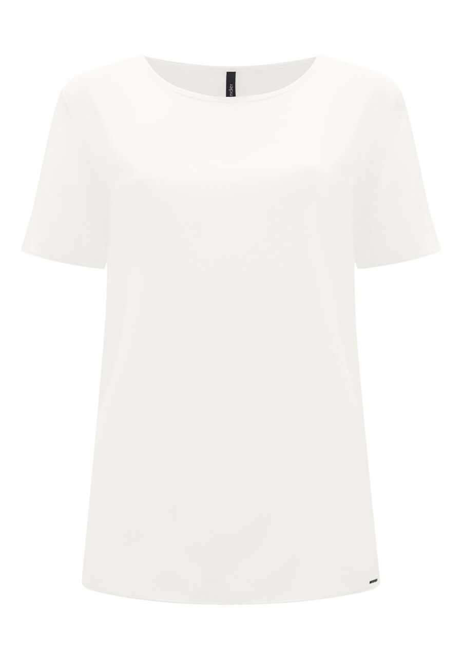 Blusa Lisa Básica De Mangas Curtas Em Tecido Leve, . Blusa Lisa Básica De Mangas Curtas Em Tecido Leve, , large.
