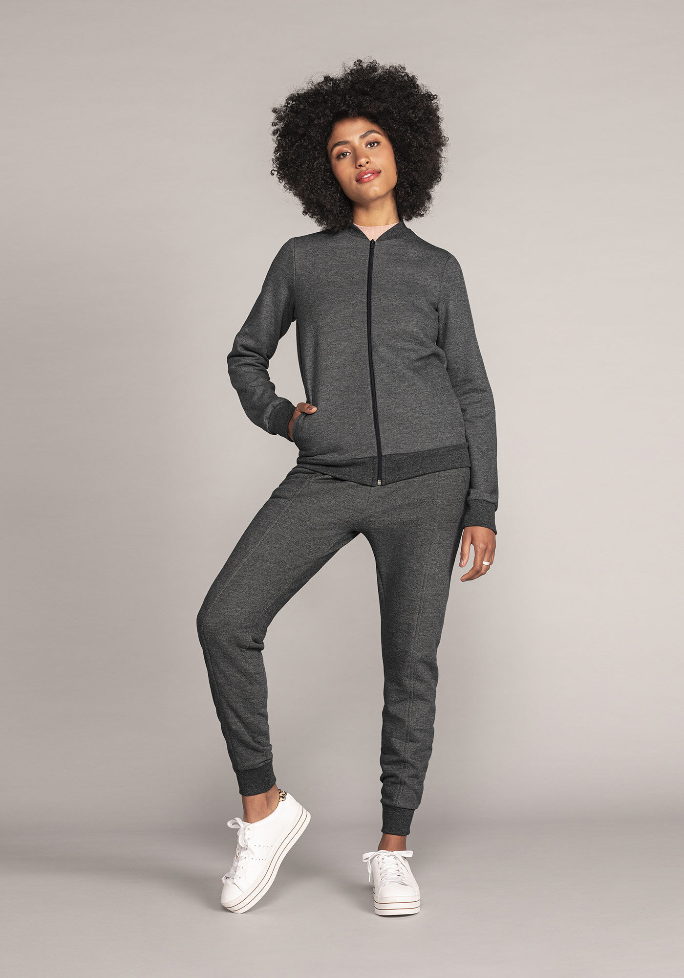 Jaqueta Com Z&iacute;per Em Moletom Felpado, , large.