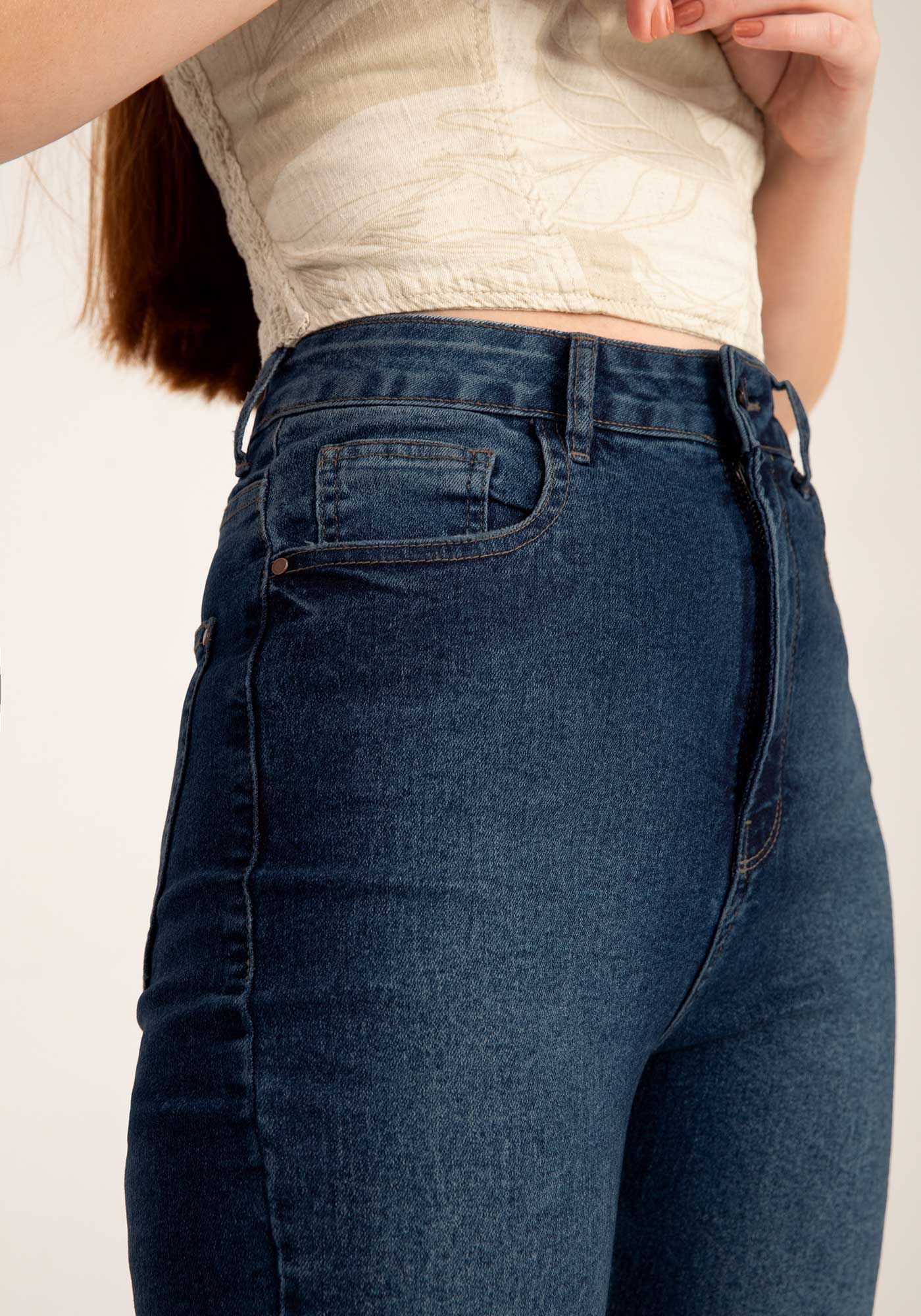 Cal&ccedil;a Jeans Reta Cintura Alta Chapa Barriga, JEANS, large.