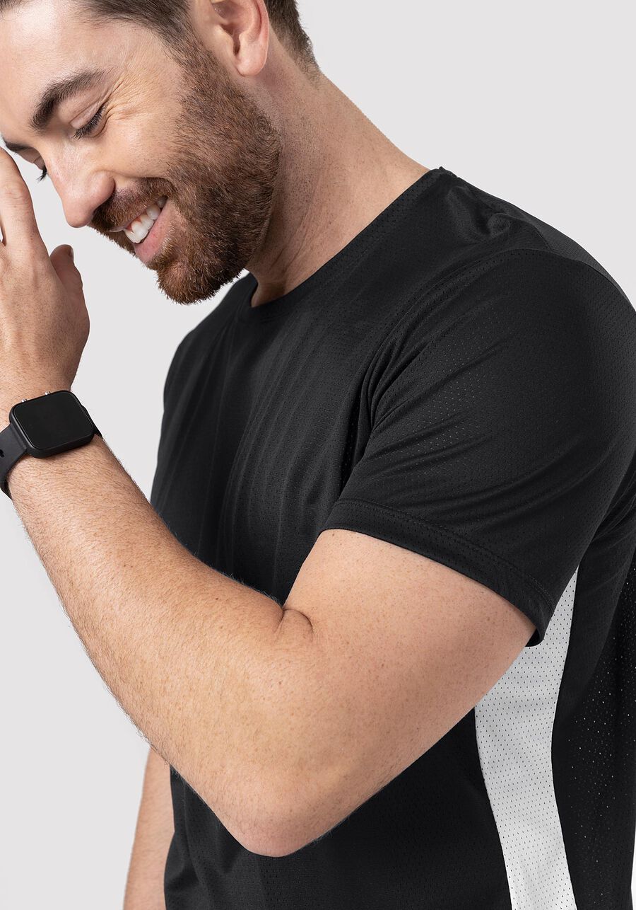 Camiseta Masculina em Malha com Recorte Lateral, . Camiseta Masculina em Malha com Recorte Lateral, , large.