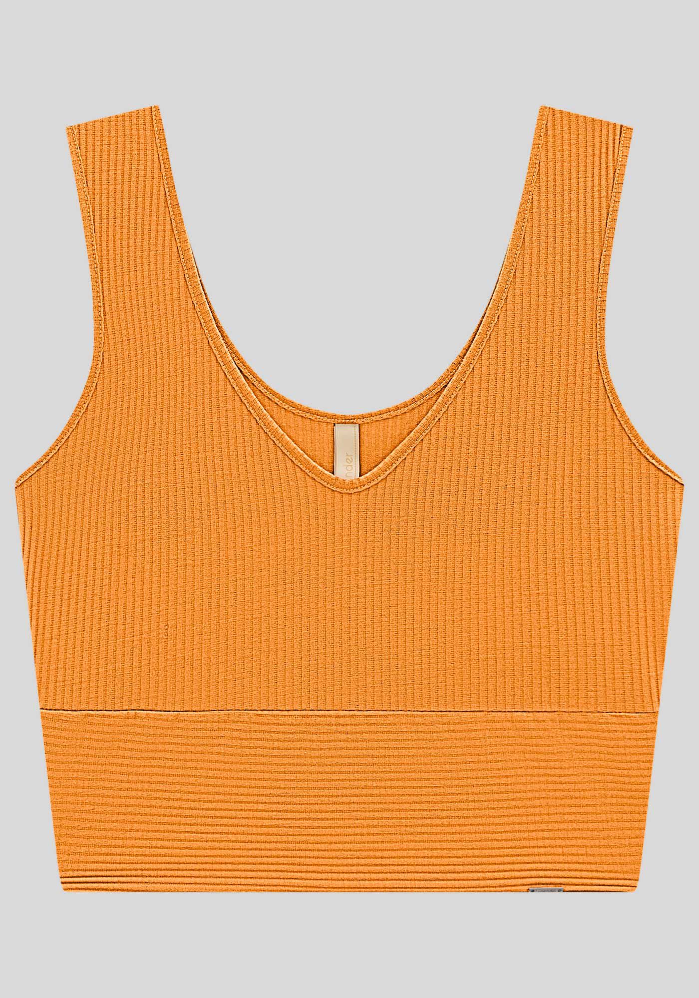 Regata Cropped Canelada com Decote V, , large.