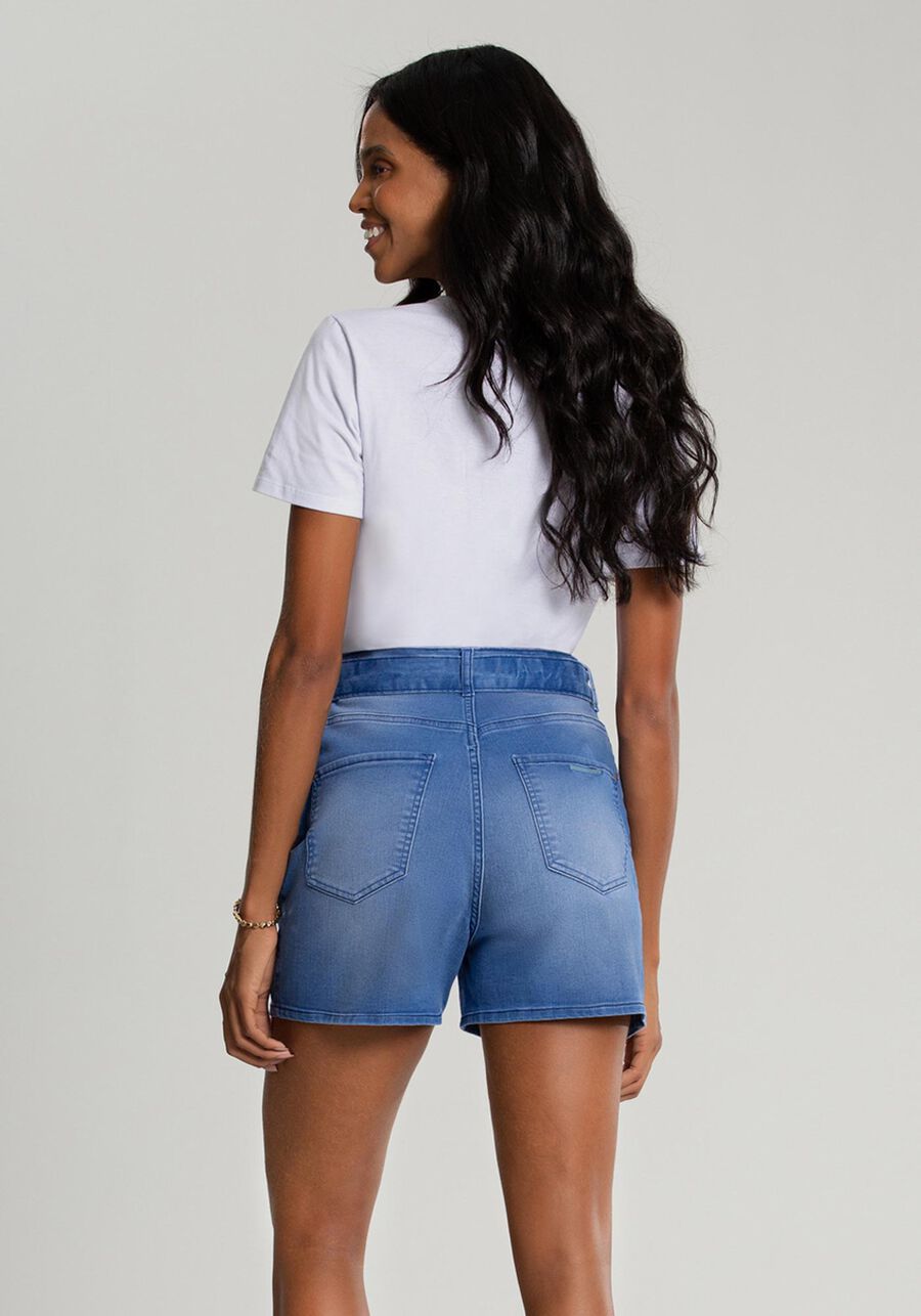 Shorts Jeans Mommy com Cinto, JEANS. Shorts Jeans Mommy com Cinto, JEANS, large.
