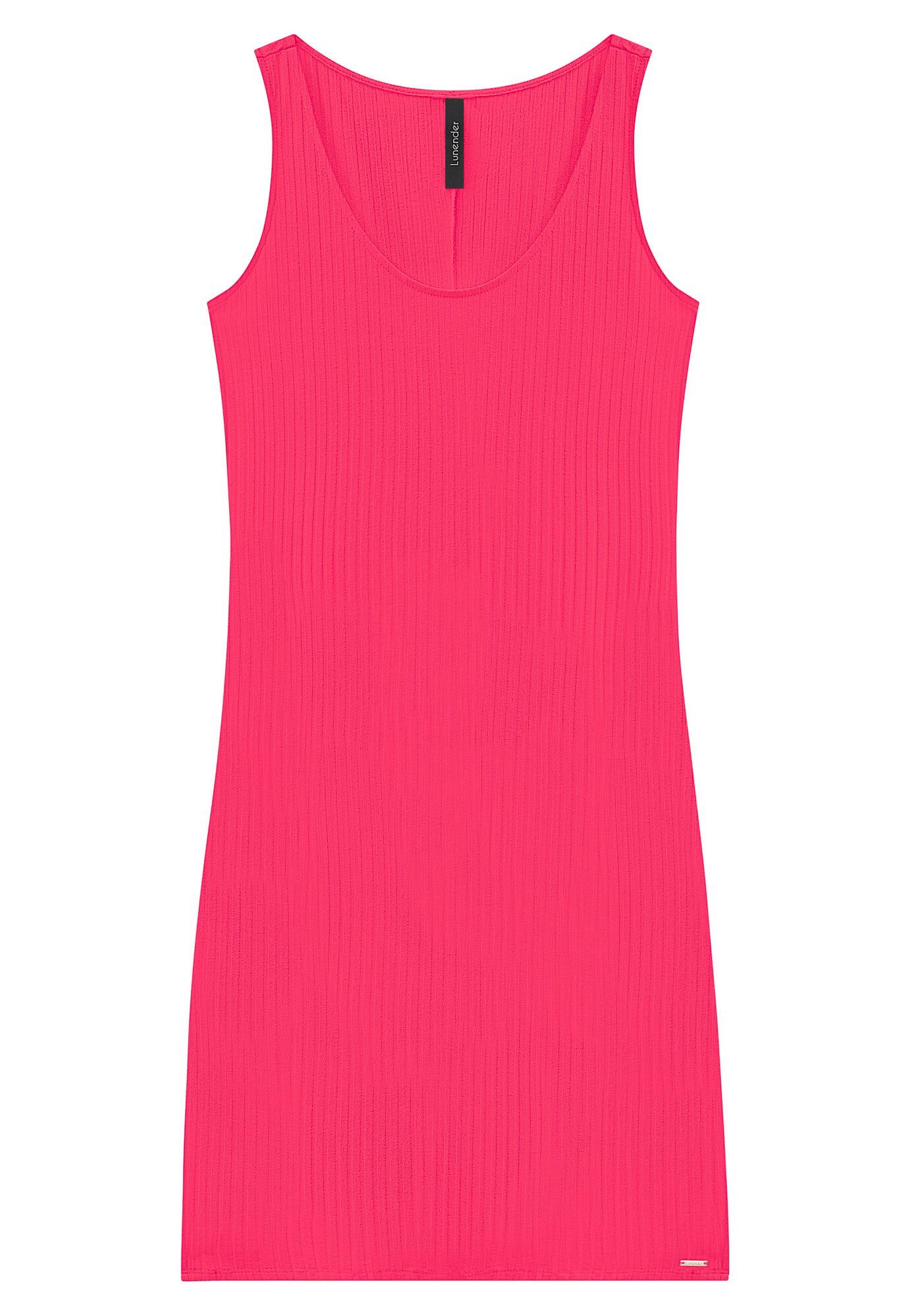 Vestido Curto B&aacute;sico Com Decote Redondo Em Malha Canelada, , large.