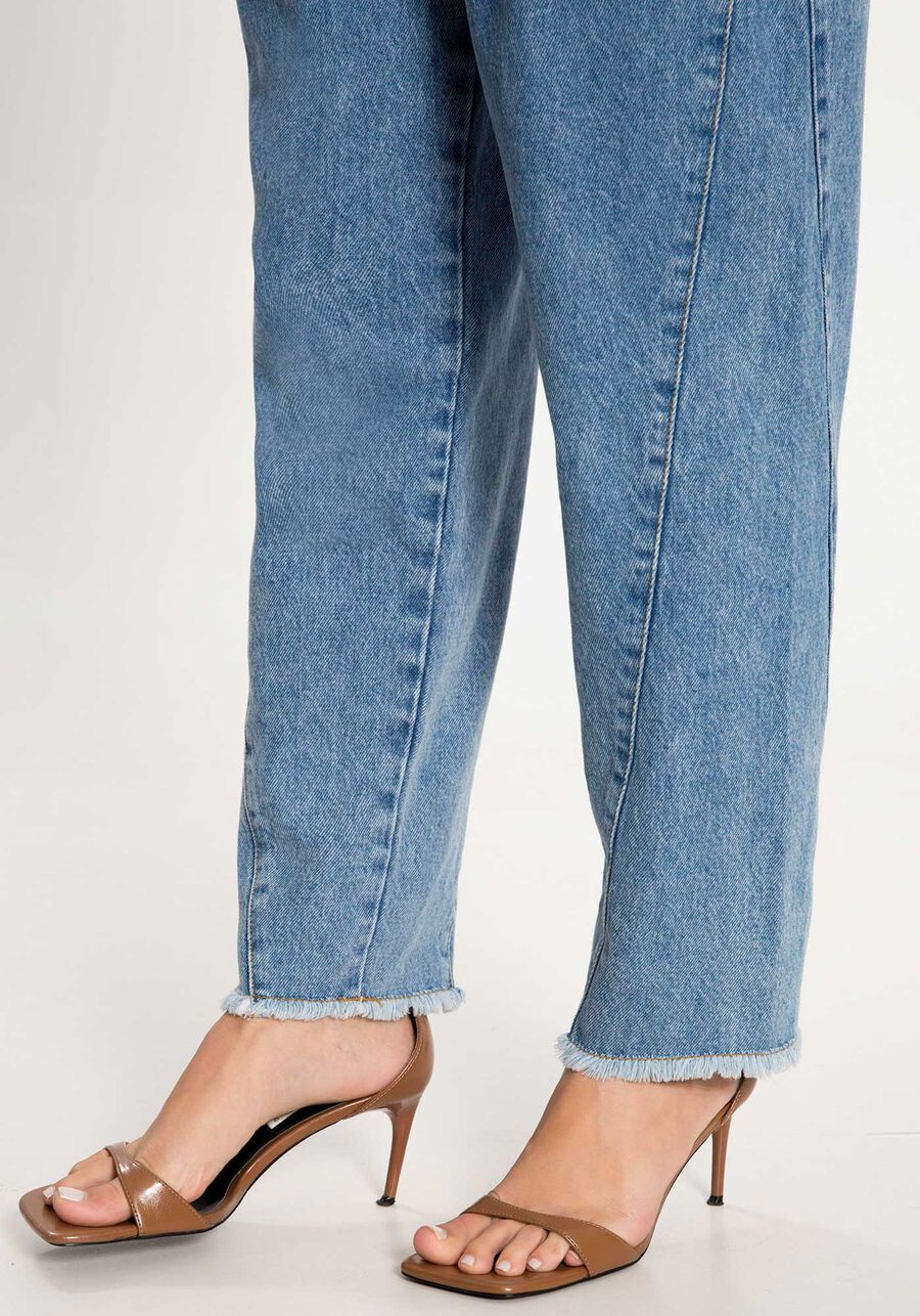 Calça Jeans Slouchy com Cintura Alta e Pregas, . Calça Jeans Slouchy com Cintura Alta e Pregas, , large.