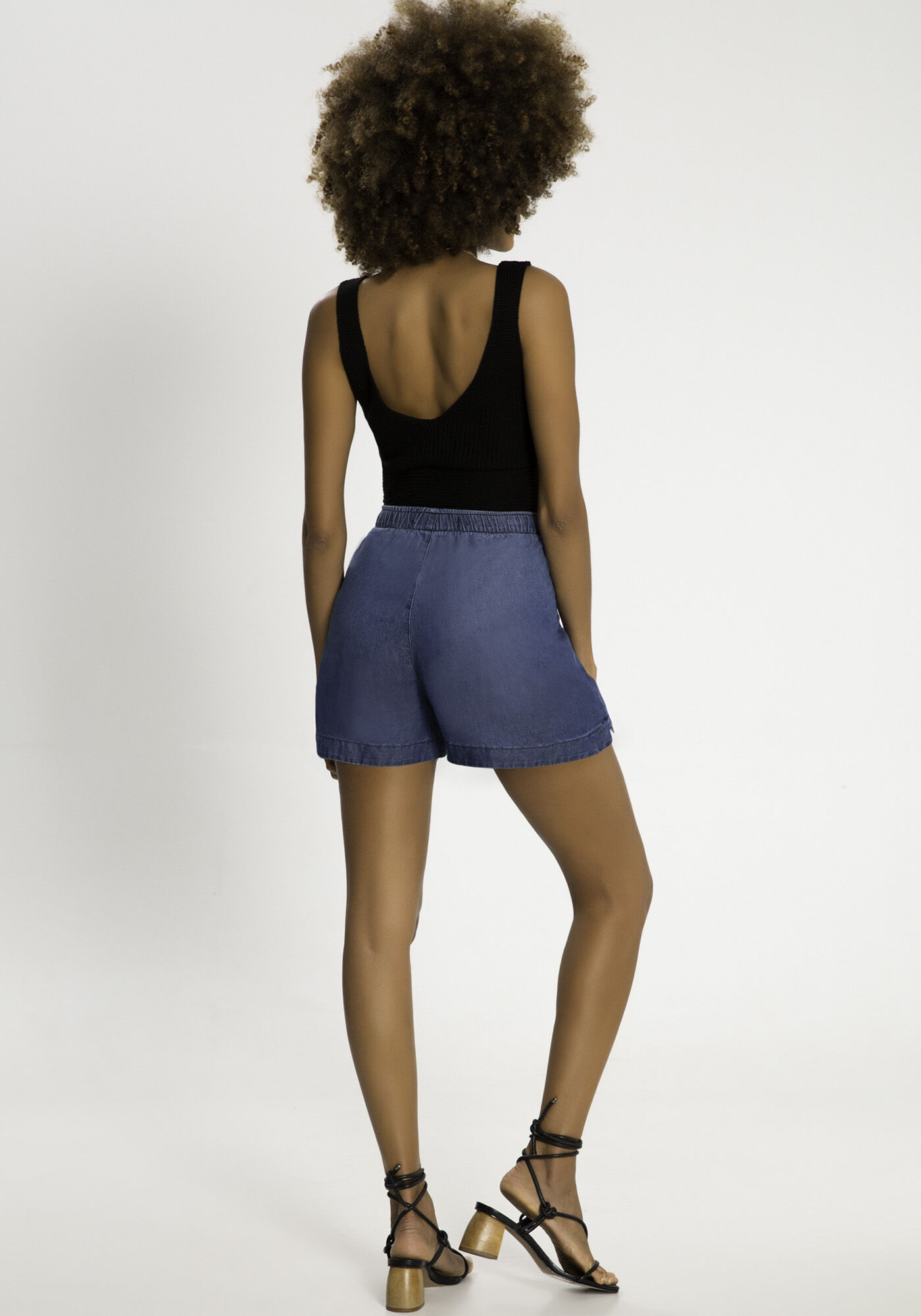 Shorts Jeans Bomber com Cadar&ccedil;o C&oacute;s, JEANS, large.